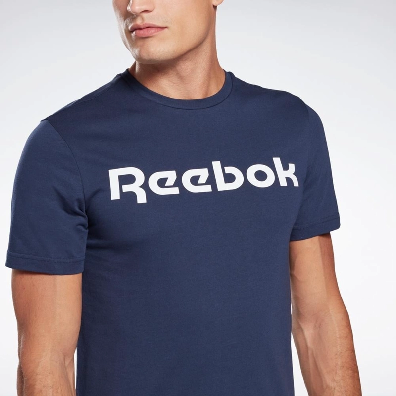 POLO DEPORTIVO HOMBRE REEBOK GS LINEAR READ 100042355 ALGODÓN AZUL - 3