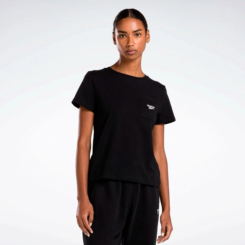 POLO DEPORTIVO MUJER REEBOK IDENTITY SMALL LOGO TEE ALGODÓN NEGRO - 1