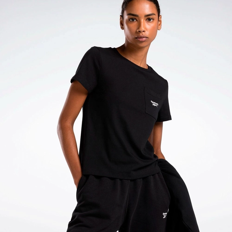 POLO DEPORTIVO MUJER REEBOK IDENTITY SMALL LOGO TEE ALGODÓN NEGRO - 5