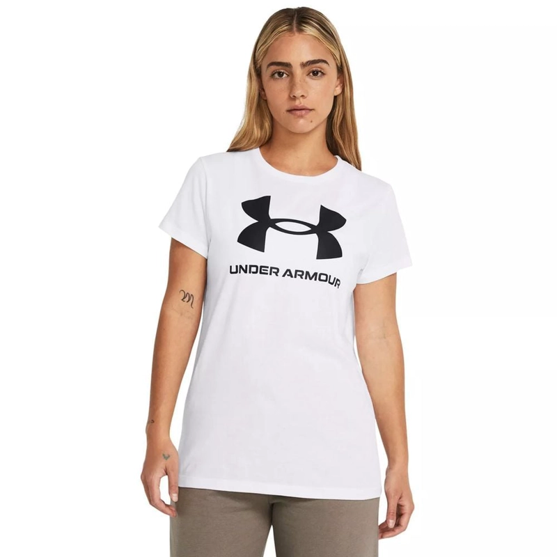 POLO DEPORTIVO MUJER UNDER ARMOUR 1356305-111 MANGA CORTA SPORTSTYL ALGODÓN BLANCO - 1