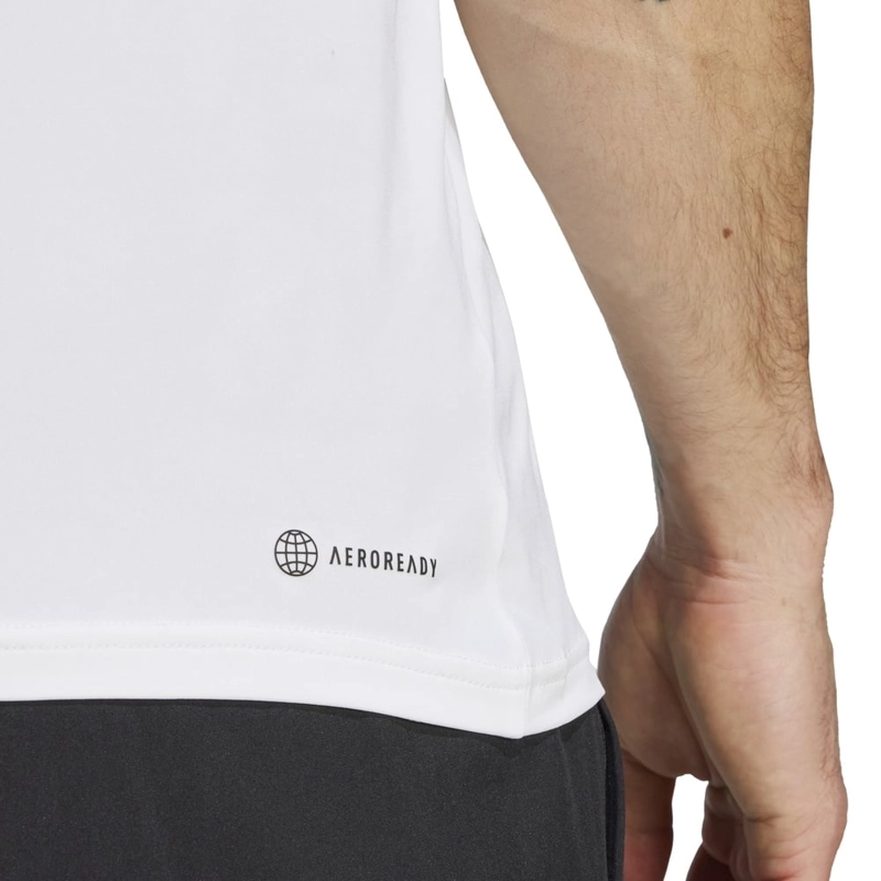 POLO DEPORTIVO HOMBRE ADIDAS TRAIN ESSENTIALS ELÁSTICO BLANCO - 3