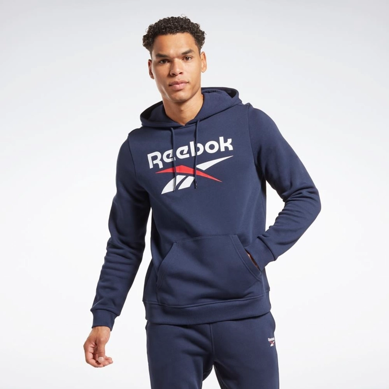 POLERA HOMBRE REEBOK 100050291 IDENTITY BIG LOGO FLEECE HOODIE ALGODÓN AZUL - 1