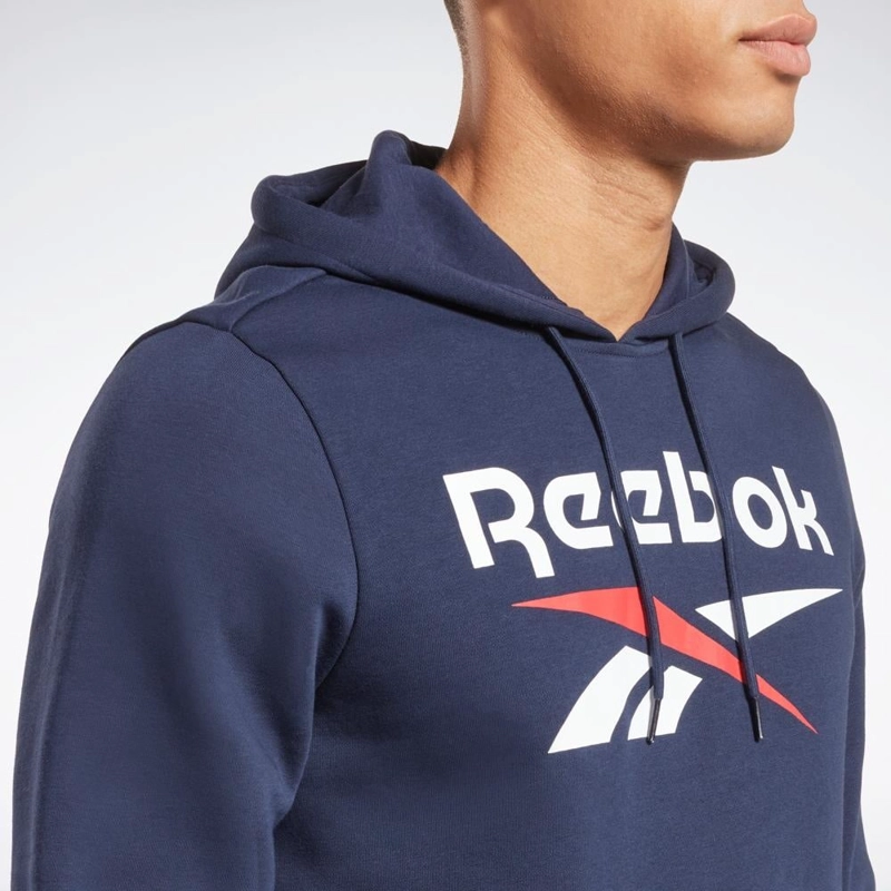 POLERA HOMBRE REEBOK 100050291 IDENTITY BIG LOGO FLEECE HOODIE ALGODÓN AZUL - 2