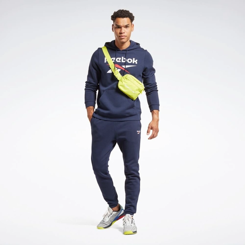 POLERA HOMBRE REEBOK 100050291 IDENTITY BIG LOGO FLEECE HOODIE ALGODÓN AZUL - 4
