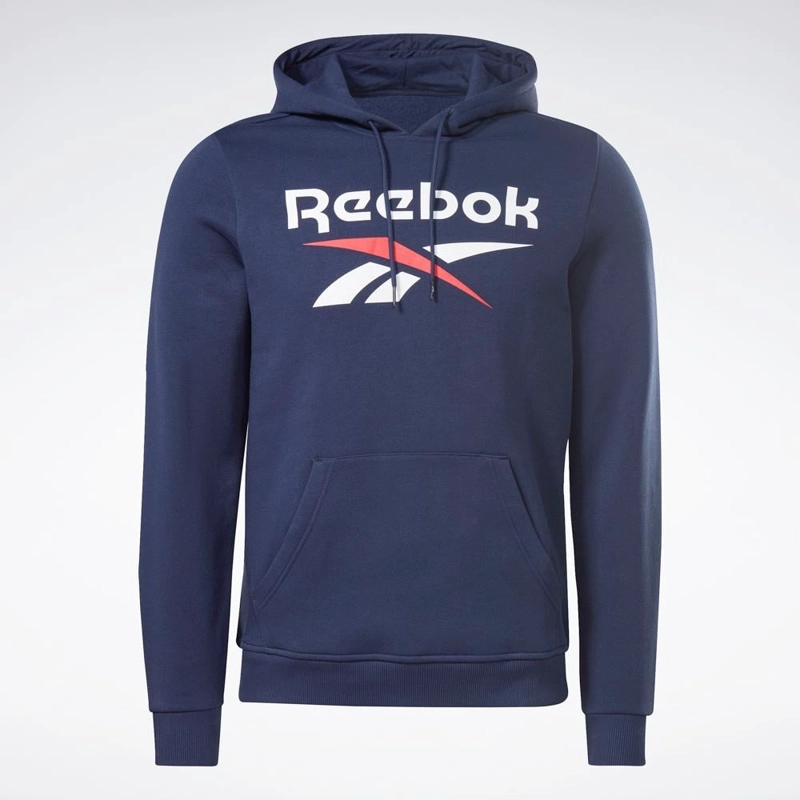POLERA HOMBRE REEBOK 100050291 IDENTITY BIG LOGO FLEECE HOODIE ALGODÓN AZUL - 5