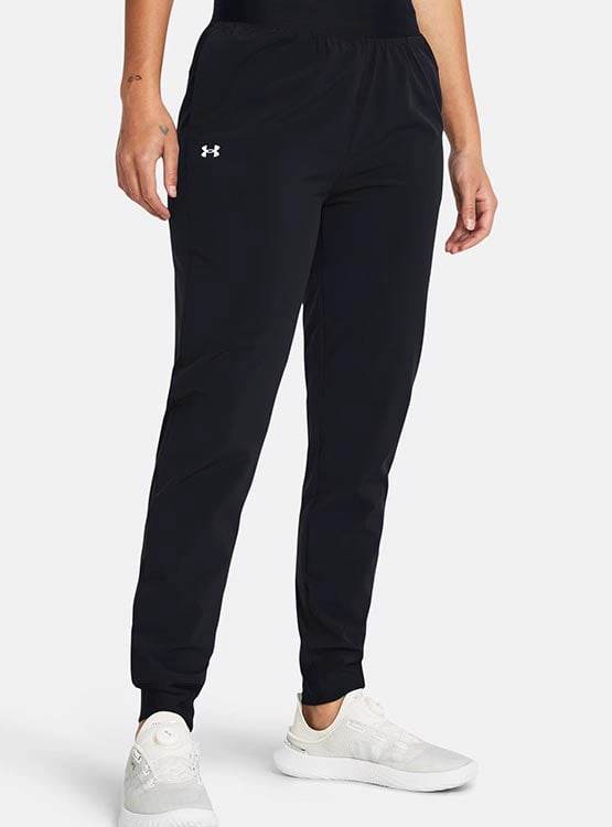 PANTALÓN DE BUZO MUJER UNDER ARMOUR HIGH RISE WOVEN NEGRO - 1