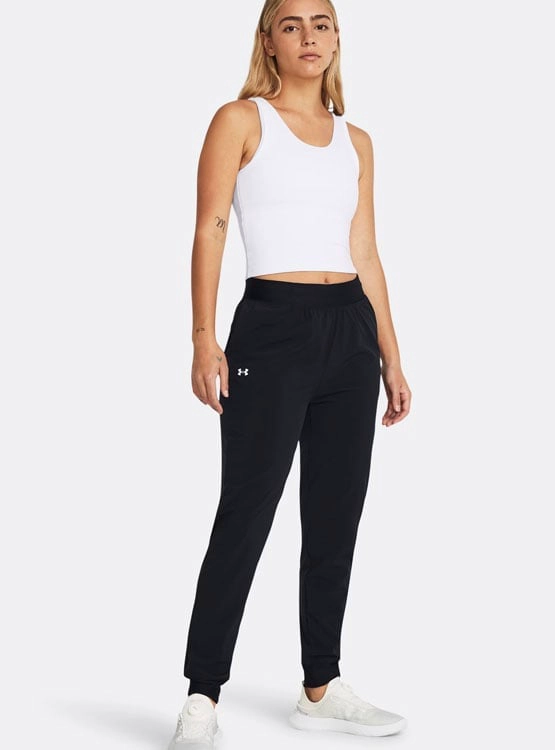 PANTALÓN DE BUZO MUJER UNDER ARMOUR HIGH RISE WOVEN NEGRO - 1