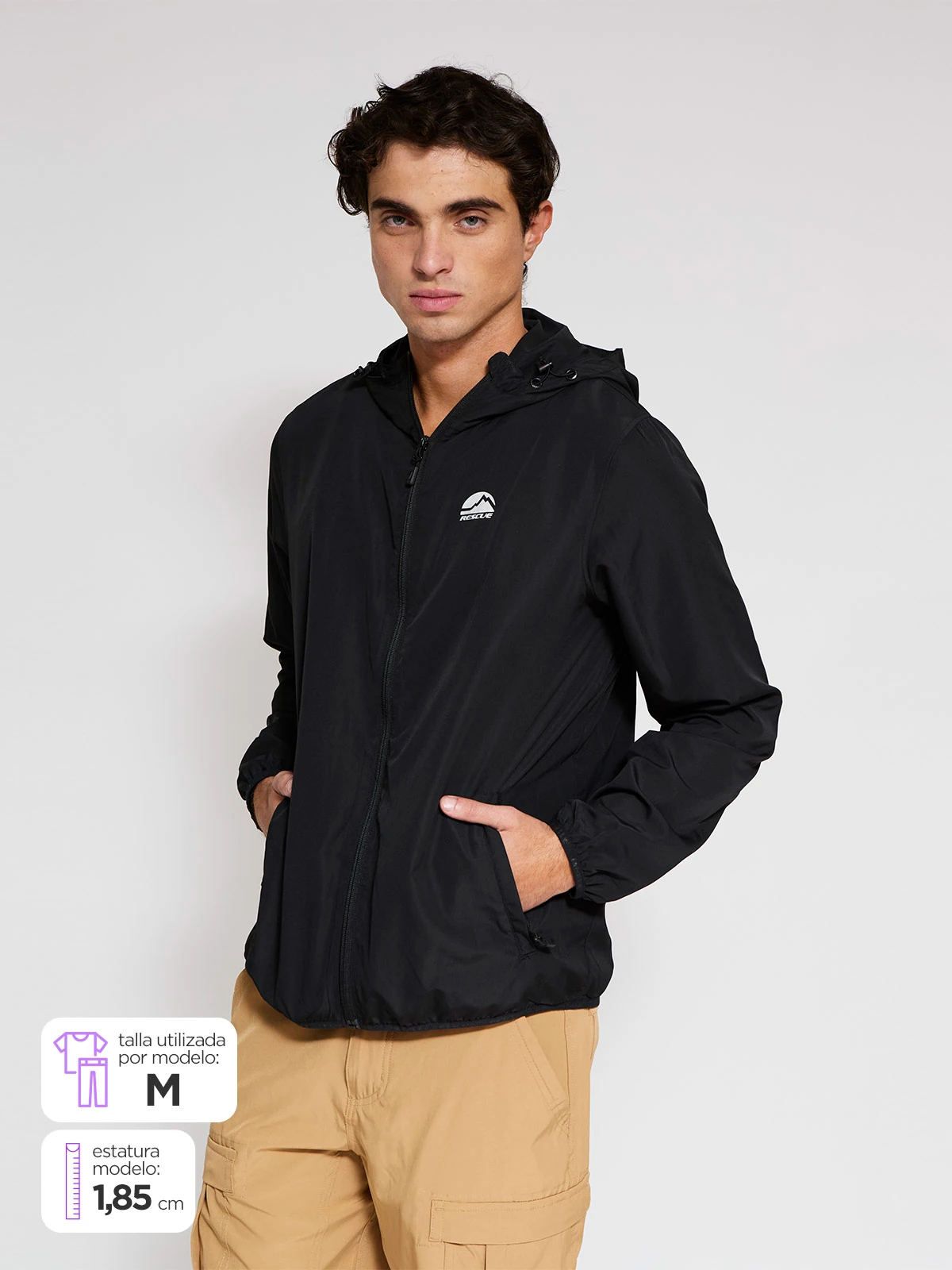 CASACA CORTAVIENTO HOMBRE RESCUE NEGRO WIND - 1