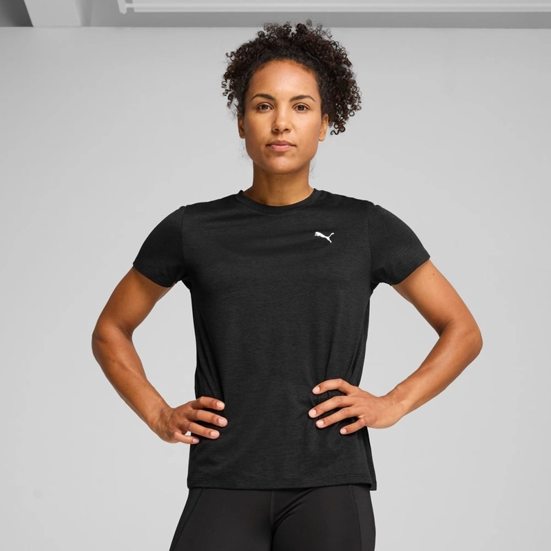 POLO DEPORTIVO MUJER PUMA MANGA CORTA TAD ESSENTIAL HEATHER TEE 525891 01 NEGRO - 1