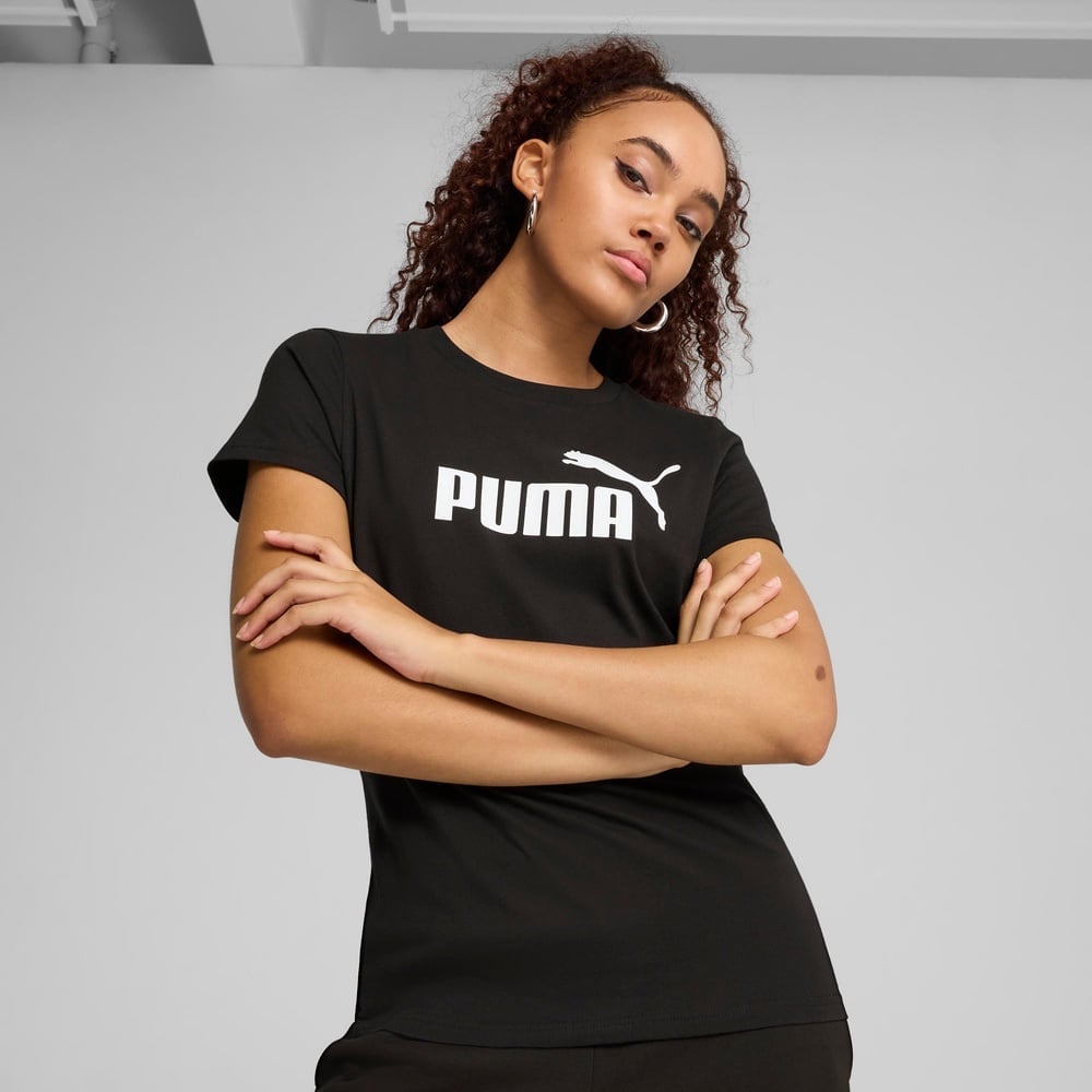 POLO DEPORTIVO MUJER PUMA MANGA CORTA ESSENTIALS N°1 LOGO TEE 682370 01 ALGODÓN NEGRO - 1