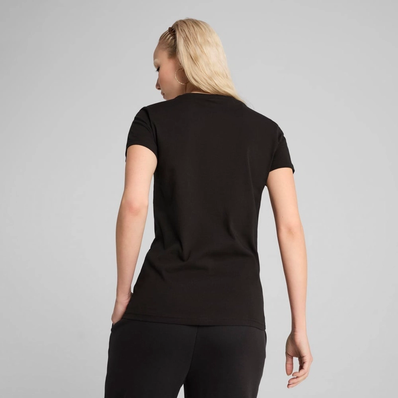 POLO DEPORTIVO MUJER PUMA MANGA CORTA ESSENTIALS SMALL N°1 LOGO TEE 682372 01 ALGODÓN NEGRO - 4