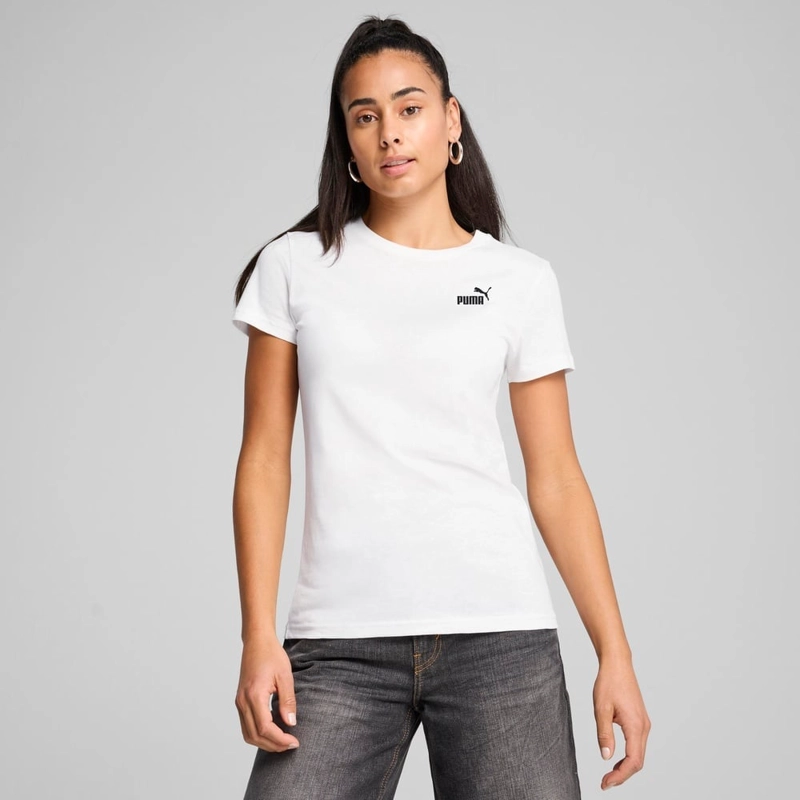 POLO DEPORTIVO ALGODÓN MUJER PUMA MANGA CORTA BLANCO ESSENTIALS SMALL N°1 LOGO TEE - 1