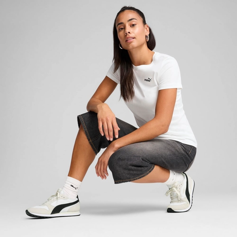 POLO DEPORTIVO ALGODÓN MUJER PUMA MANGA CORTA BLANCO ESSENTIALS SMALL N°1 LOGO TEE - 3