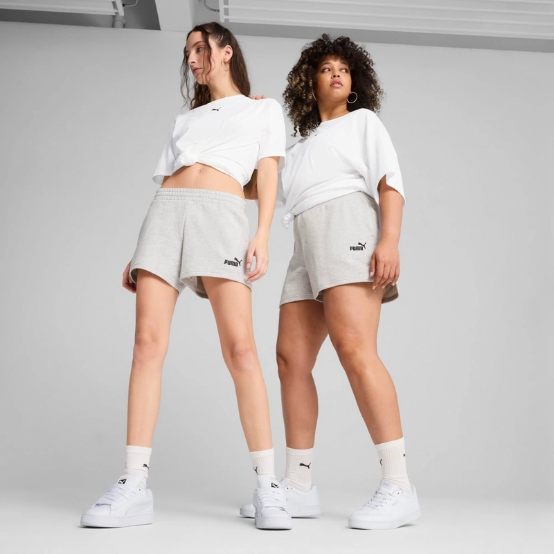 SHORT DEPORTIVO ALGODÓN MUJER PUMA GRIS ESSENTIALS SMALL N°1 LOGO - 1