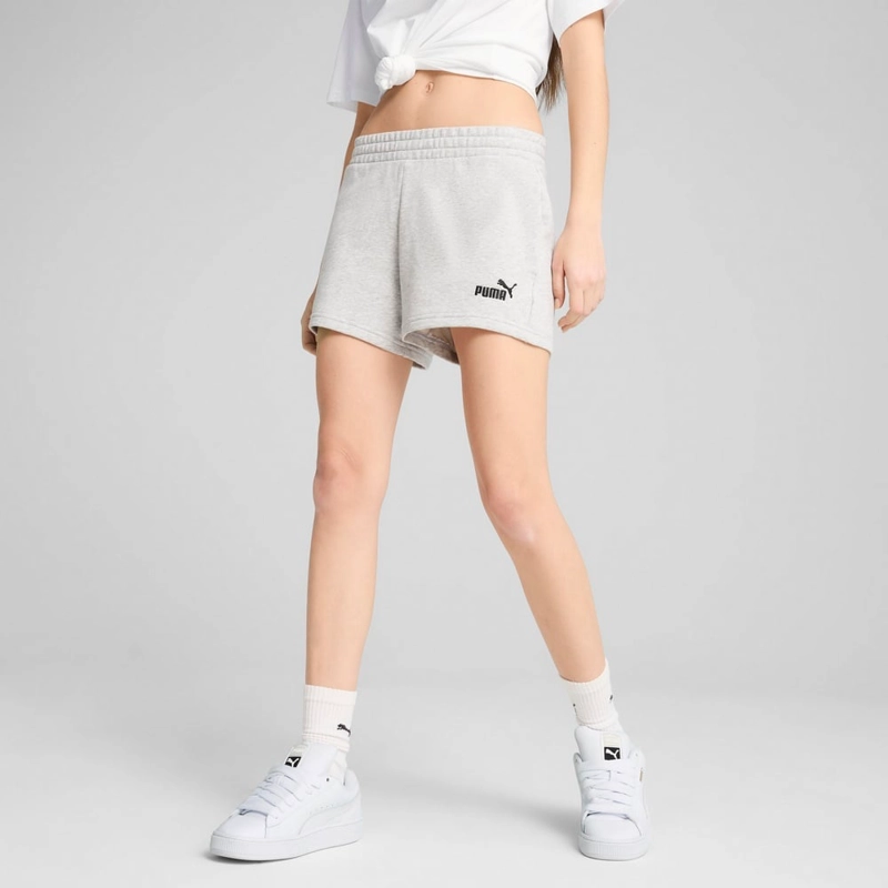 SHORT DEPORTIVO ALGODÓN MUJER PUMA GRIS ESSENTIALS SMALL N°1 LOGO - 2