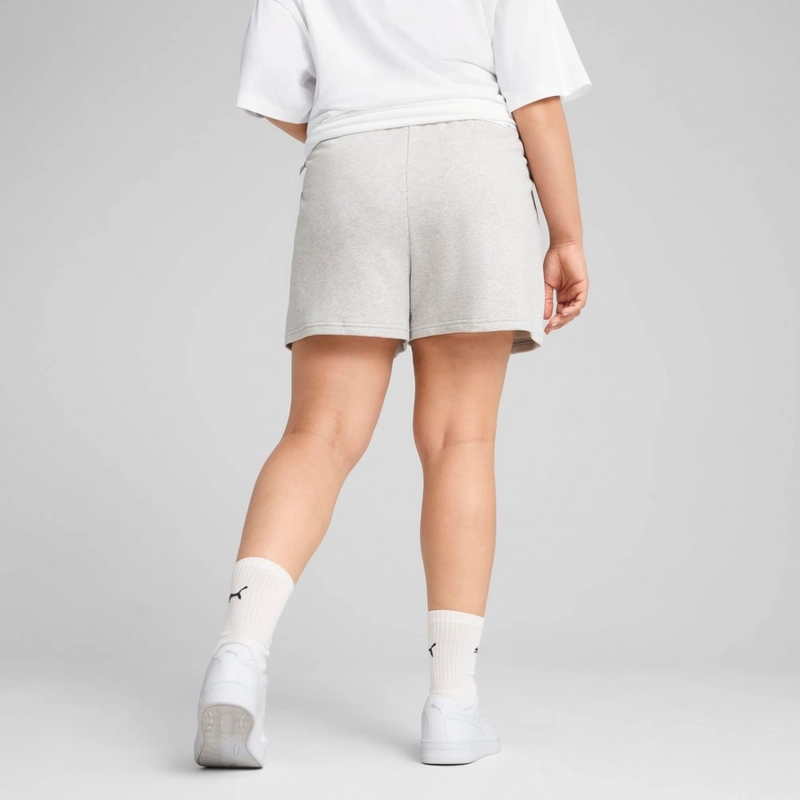 SHORT DEPORTIVO ALGODÓN MUJER PUMA GRIS ESSENTIALS SMALL N°1 LOGO - 3