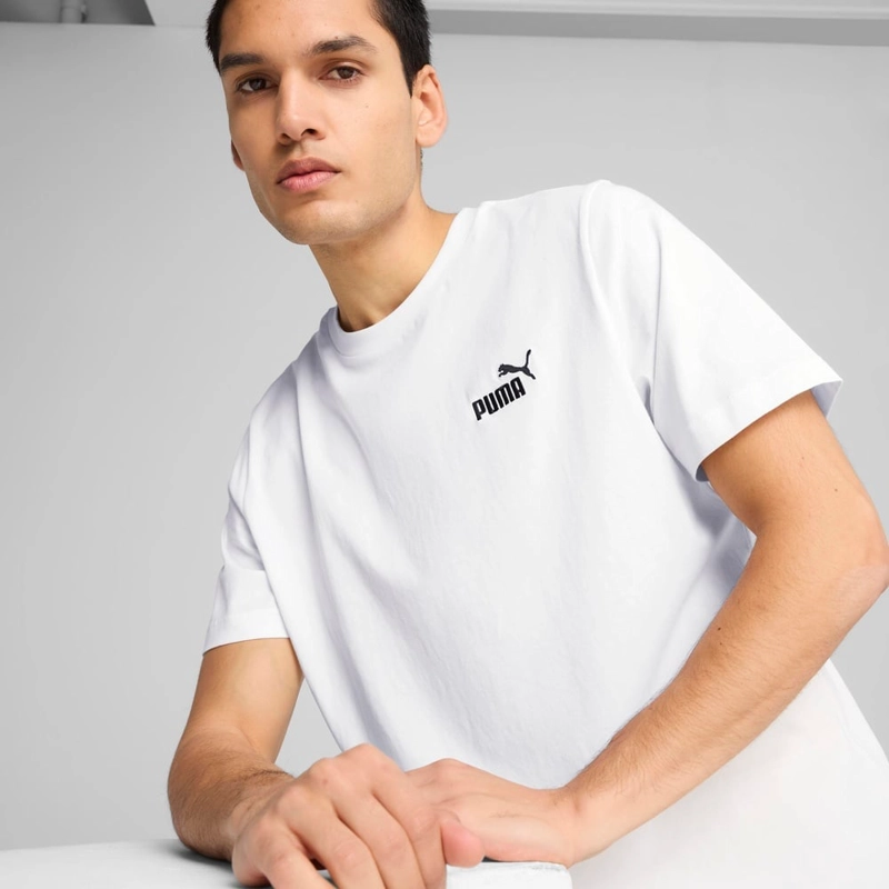 POLO DEPORTIVO HOMBRE PUMA MANGA CORTA ESSENTIALS SMALL N°1 LOGO TEE 682534 02 ALGODÓN BLANCO - 5