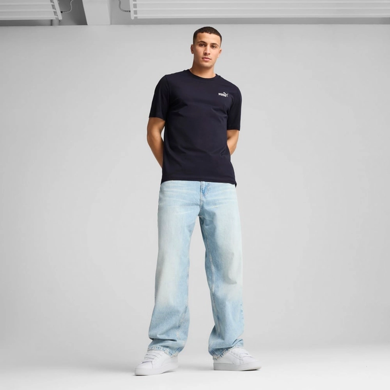 POLO DEPORTIVO HOMBRE PUMA MANGA CORTA ESSENTIALS SMALL N1 LOGO TEE ALGODÓN AZUL - 3