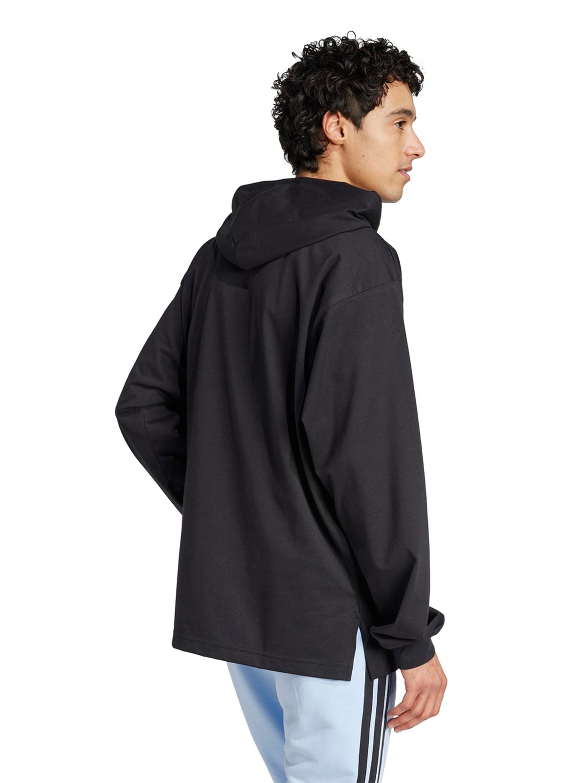 POLERA HOMBRE ADIDAS TRAINING ESSENTIALS BIG LOGO SINGLE JERSEY HOODIE ALGODÓN NEGRO - 2