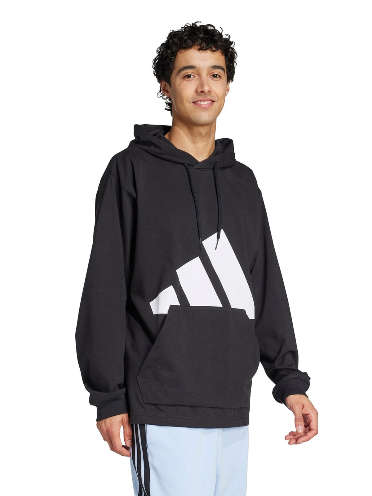 POLERA HOMBRE ADIDAS TRAINING ESSENTIALS BIG LOGO SINGLE JERSEY HOODIE ALGODÓN NEGRO - 4