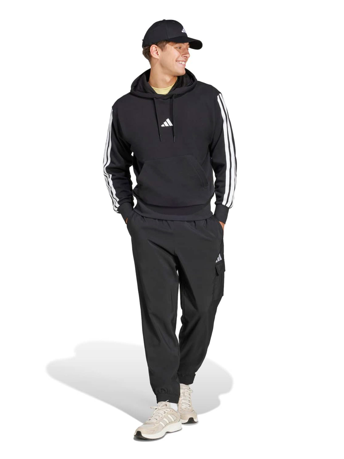 POLERÓN CON CAPUCHA HOMBRE ADIDAS ESSENTIALS 3 TIRAS - 4