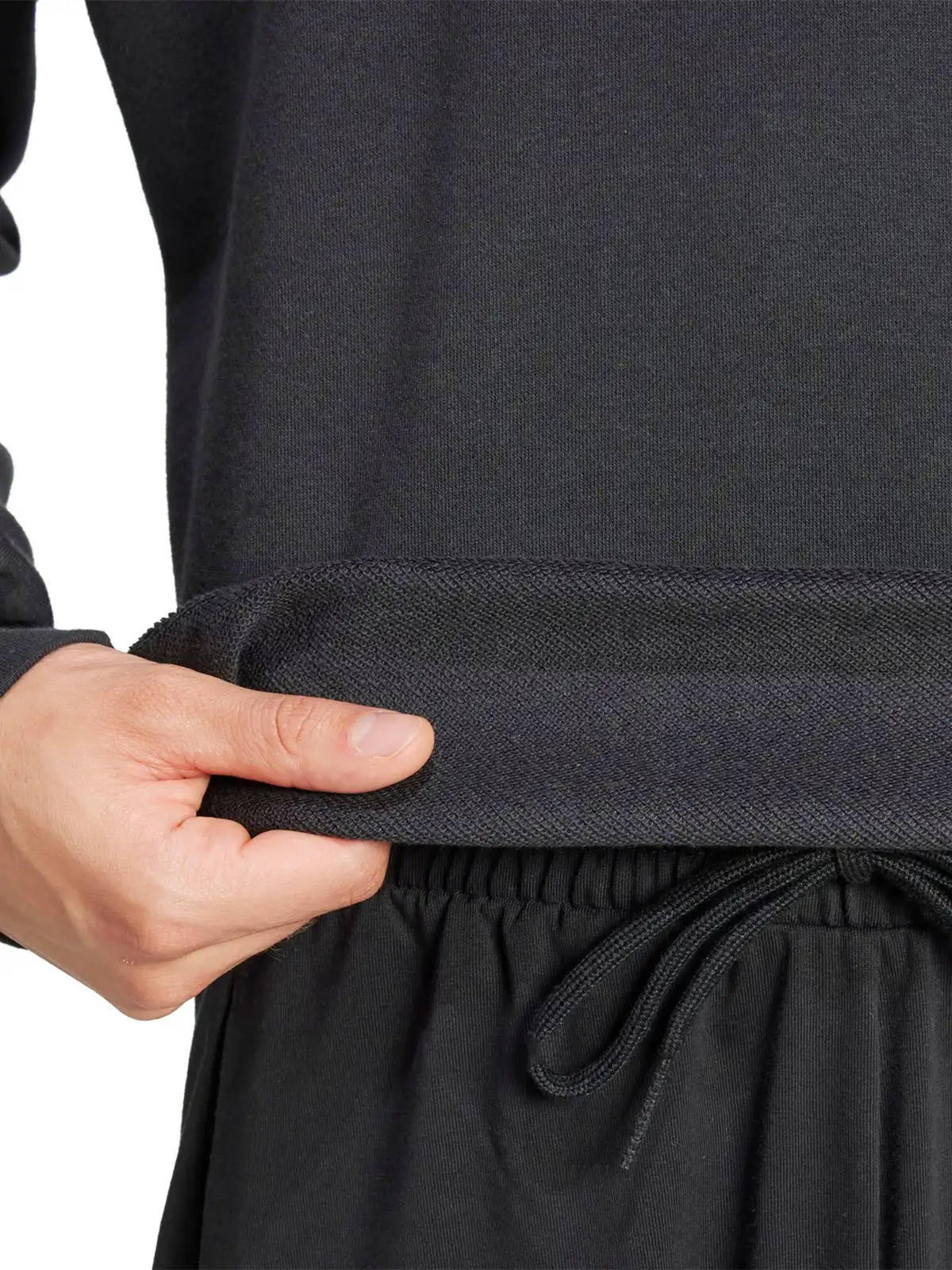 POLERA HOMBRE ADIDAS TRAINING ESSENTIALS THREE STRIPES FRENCH TERRY SWEATSHIRT ALGODÓN NEGRO - 3