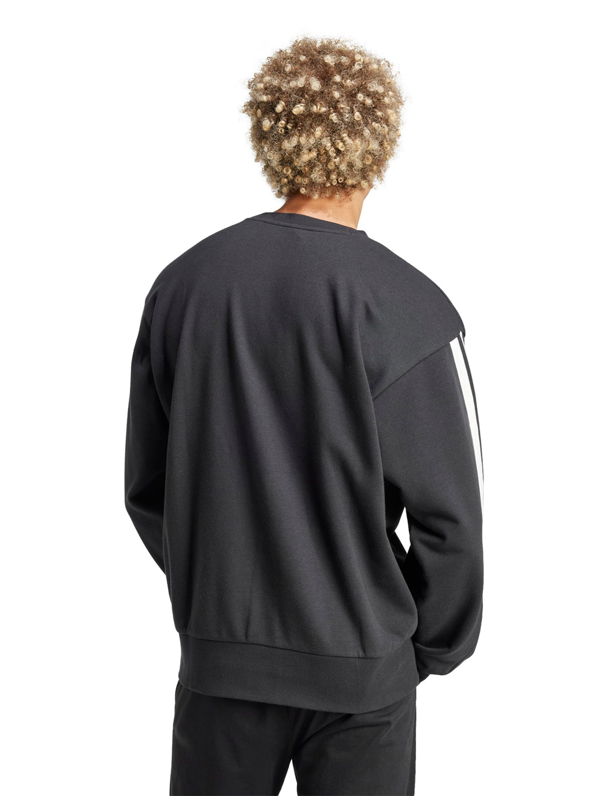 POLERA HOMBRE ADIDAS TRAINING ESSENTIALS THREE STRIPES FRENCH TERRY SWEATSHIRT ALGODÓN NEGRO - 2