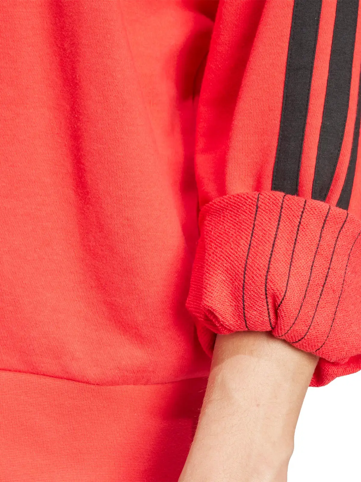 POLERA TRAINING HOMBRE ADIDAS ESSENTIALS THREE STRIPES FRENCH TERRY SWEATSHIRT ALGODÓN ROJO - 3