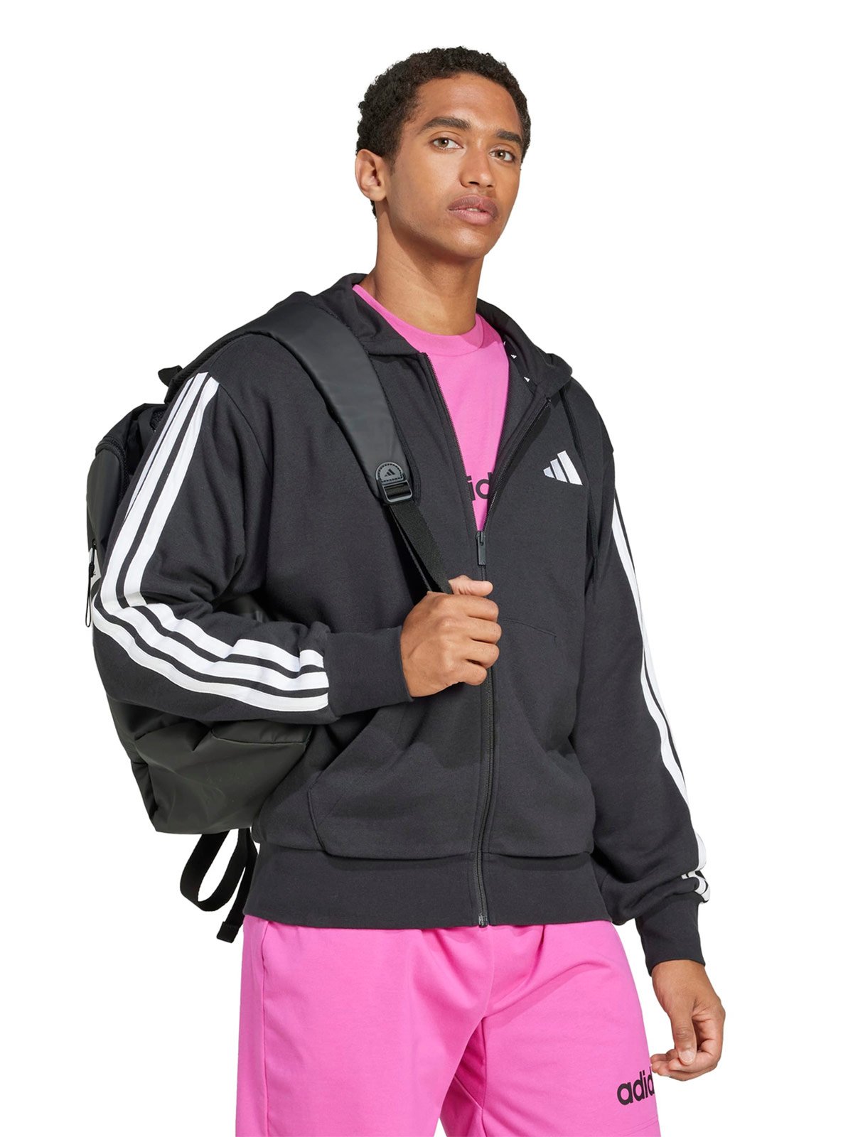 CASACA TRAINING HOMBRE ADIDAS ESSENTIALS 3-RAYAS FRENCH TERRY NEGRO - 1