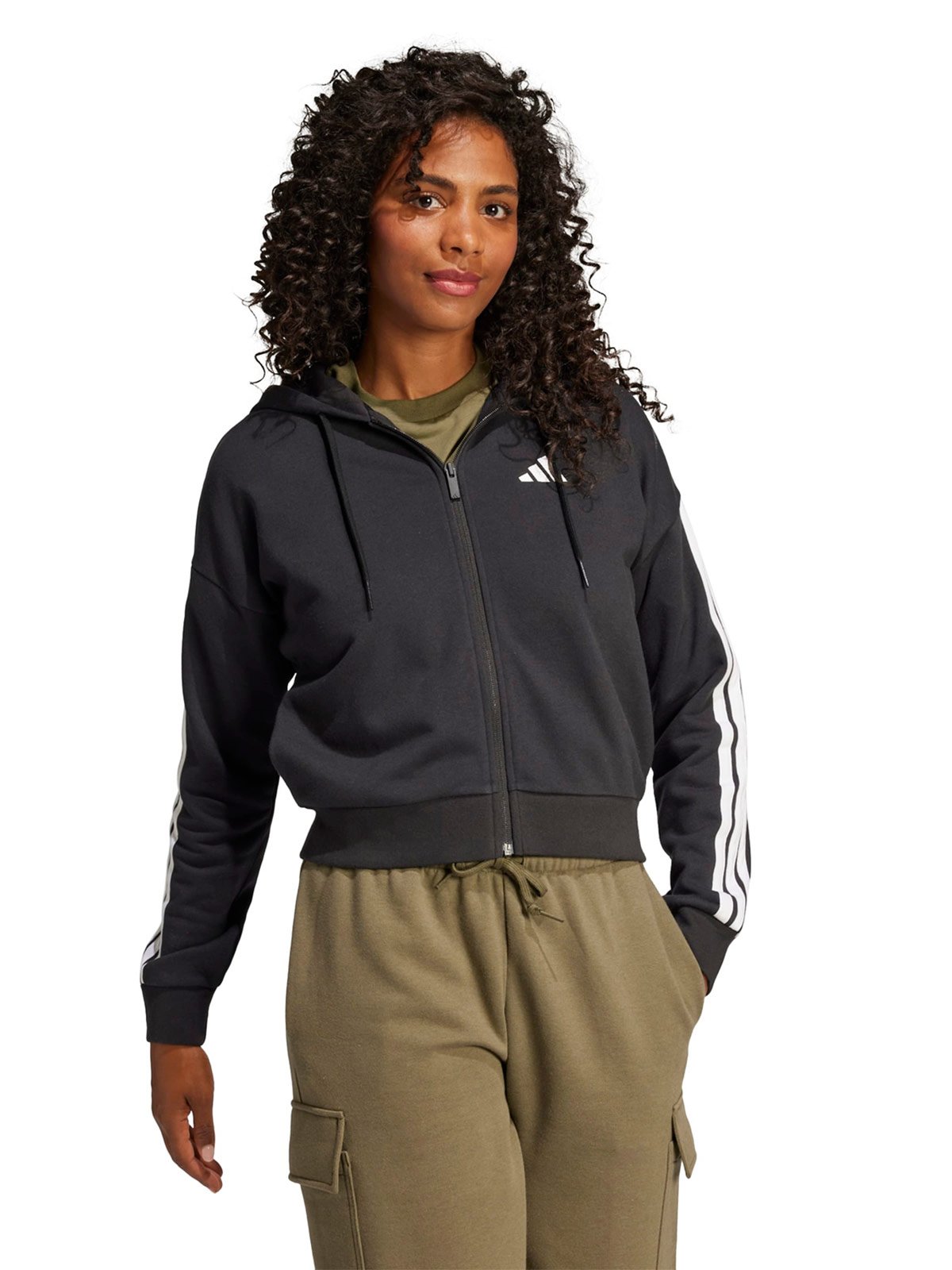 CASACA TRAINING MUJER ADIDAS ESSENTIALS 3-RAYAS NEGRO - 2