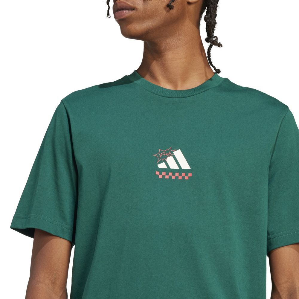 POLO HOMBRE ADIDAS CASUAL M L PIZZA TEE ALGODÓN VERDE - 3