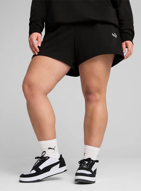 SHORT MUJER PUMA ESS SMALL NO. 1 LOGO 4'' 682438 01 ALGODÓN NEGRO - 2