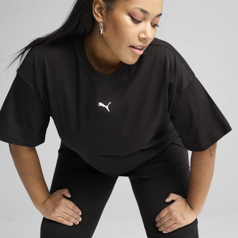 POLO MUJER PUMA ESS LOGO RELAXED TEE ALGODÓN NEGRO - 5