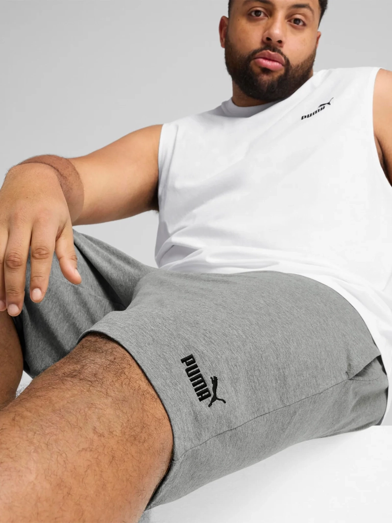 SHORT HOMBRE PUMA ESS NO. 1 LOGO JERSEY SHORTS 10'' ALGODÓN GRIS - 5