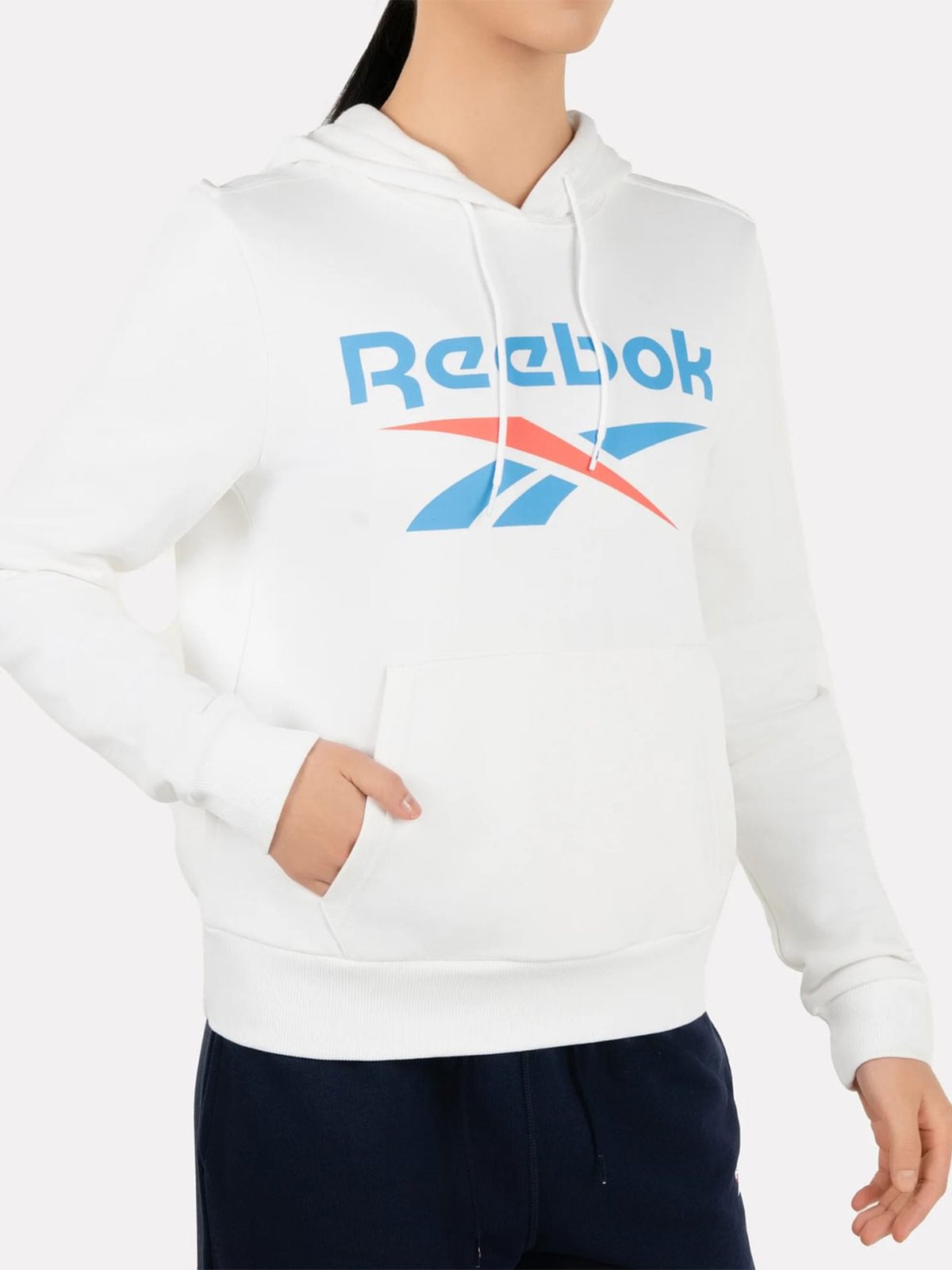 CASCA MUJER REEBOK IDENTITY BIG LOGO FLEECE HOODIE ALGODÓN BLANCO - 3
