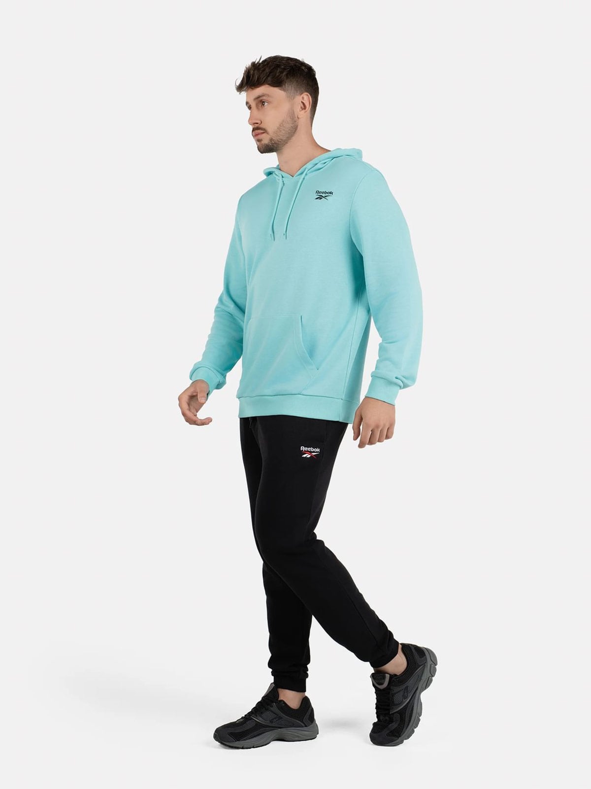 CASACA HOMBRE REEBOK IDENTITY SMALL LOGO FT HOODIE ALGODÓN CELESTE - 4