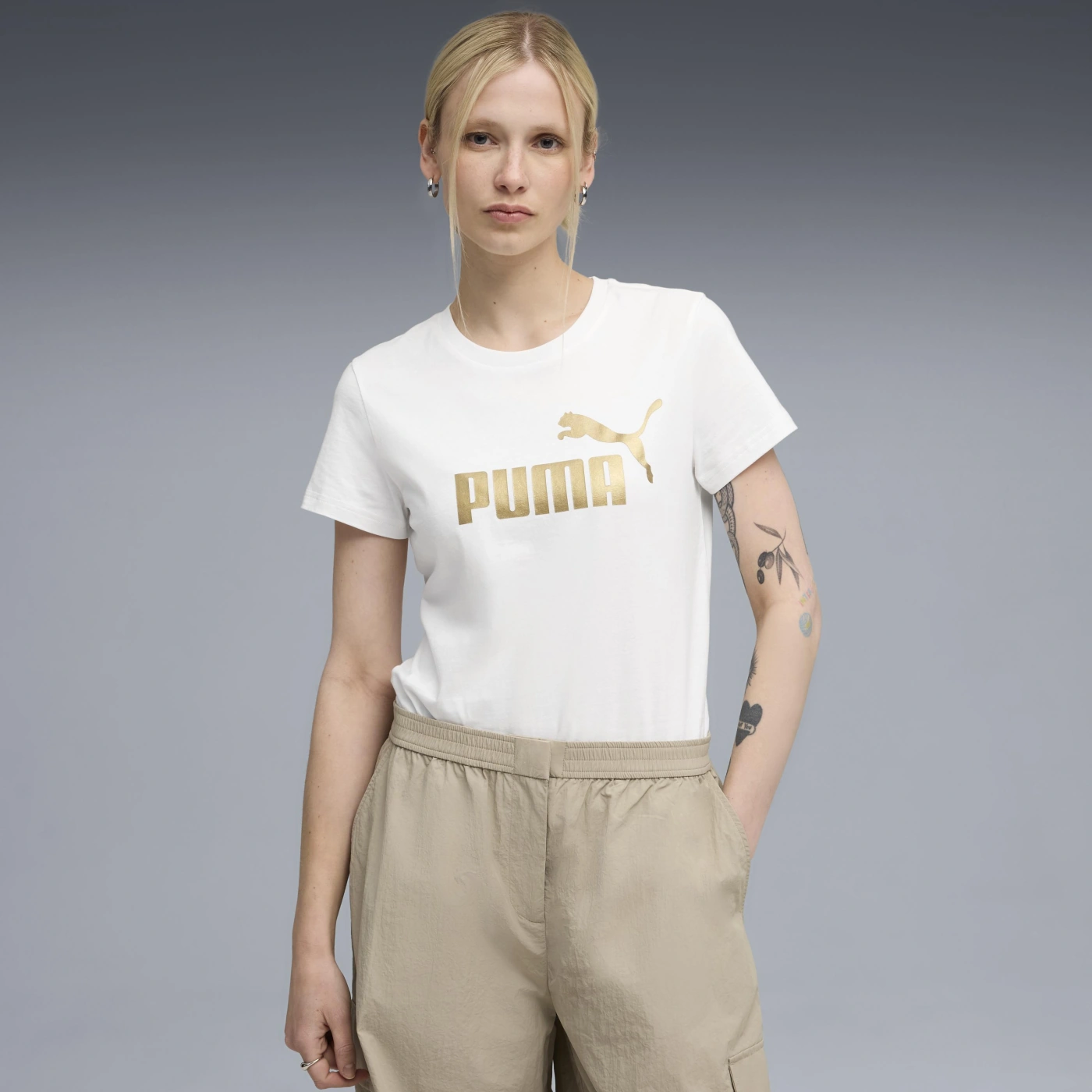 POLERA ALGODÓN MUJER PUMA BLANCO ESS METALLIC NO. 1 LOGO TEE - 1