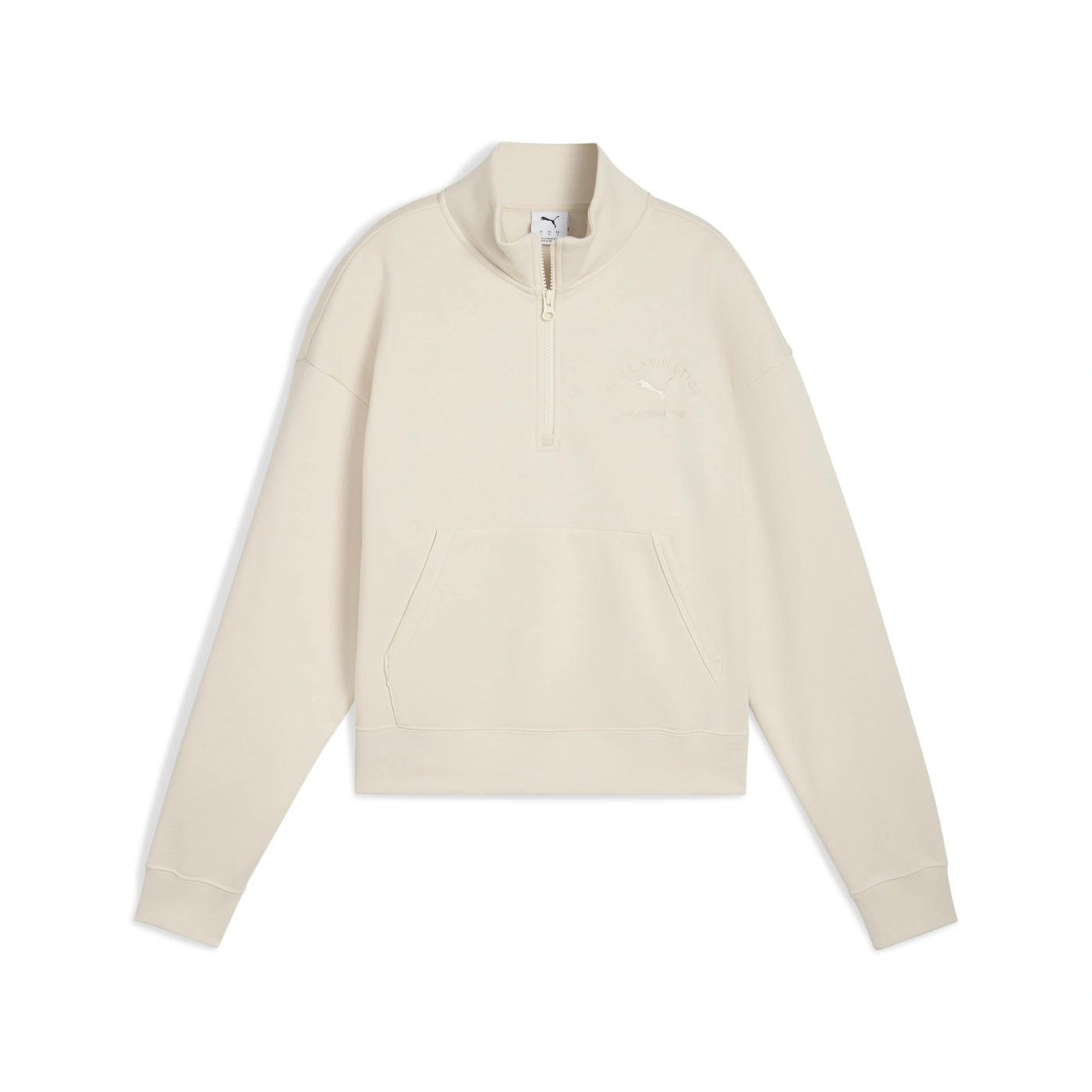 POLERA MUJER PUMA BEIGE PUMA CLASS COMFORT HALF-ZIP SHORT CREW FL - 4