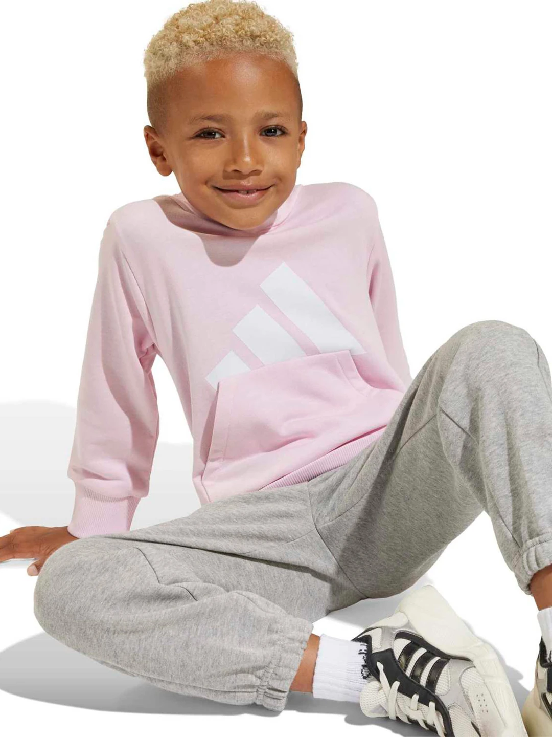 POLERA HOODIE NIÑOS ADIDAS ROSADO ESSENTIALS - 7