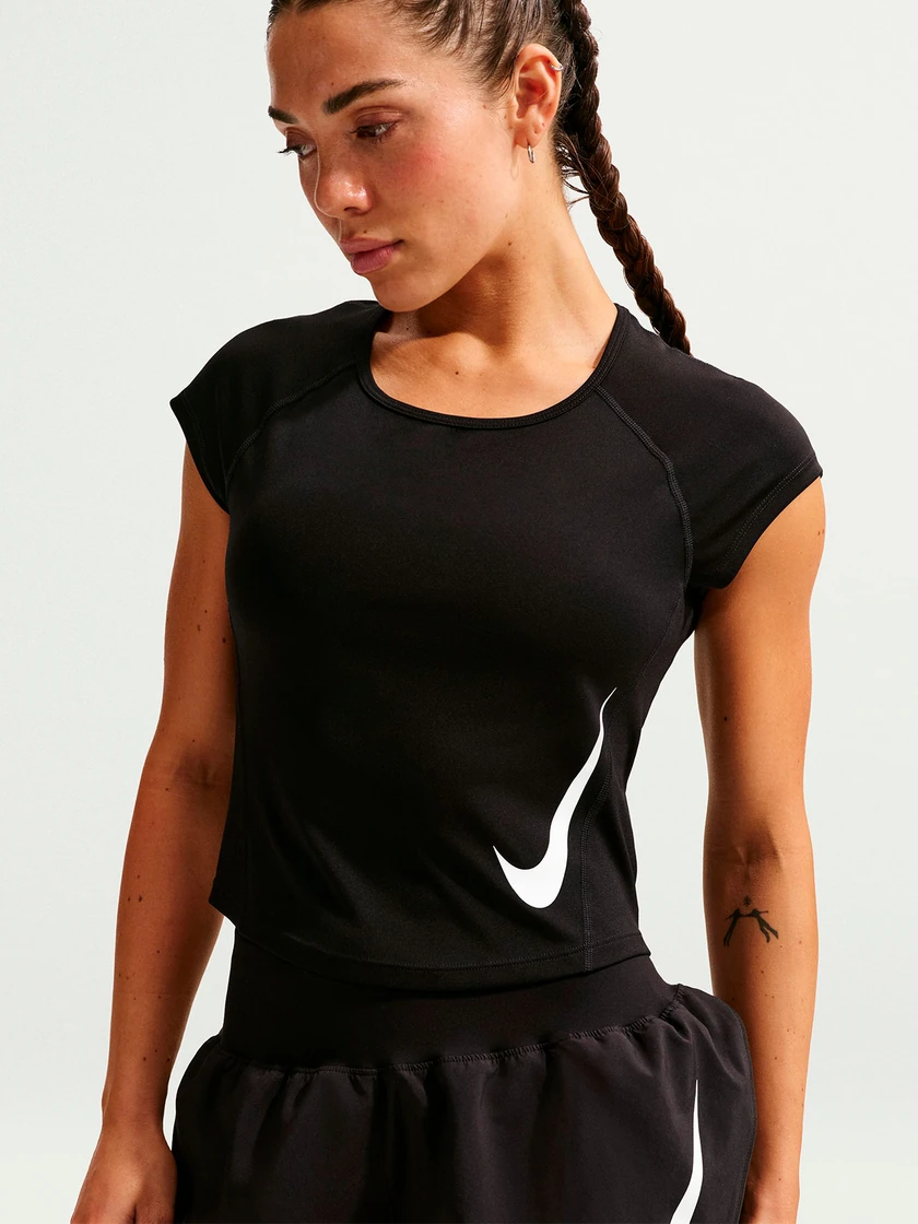 POLO MUJER NIKE NEGRO TEMPO SWOOSH - 2