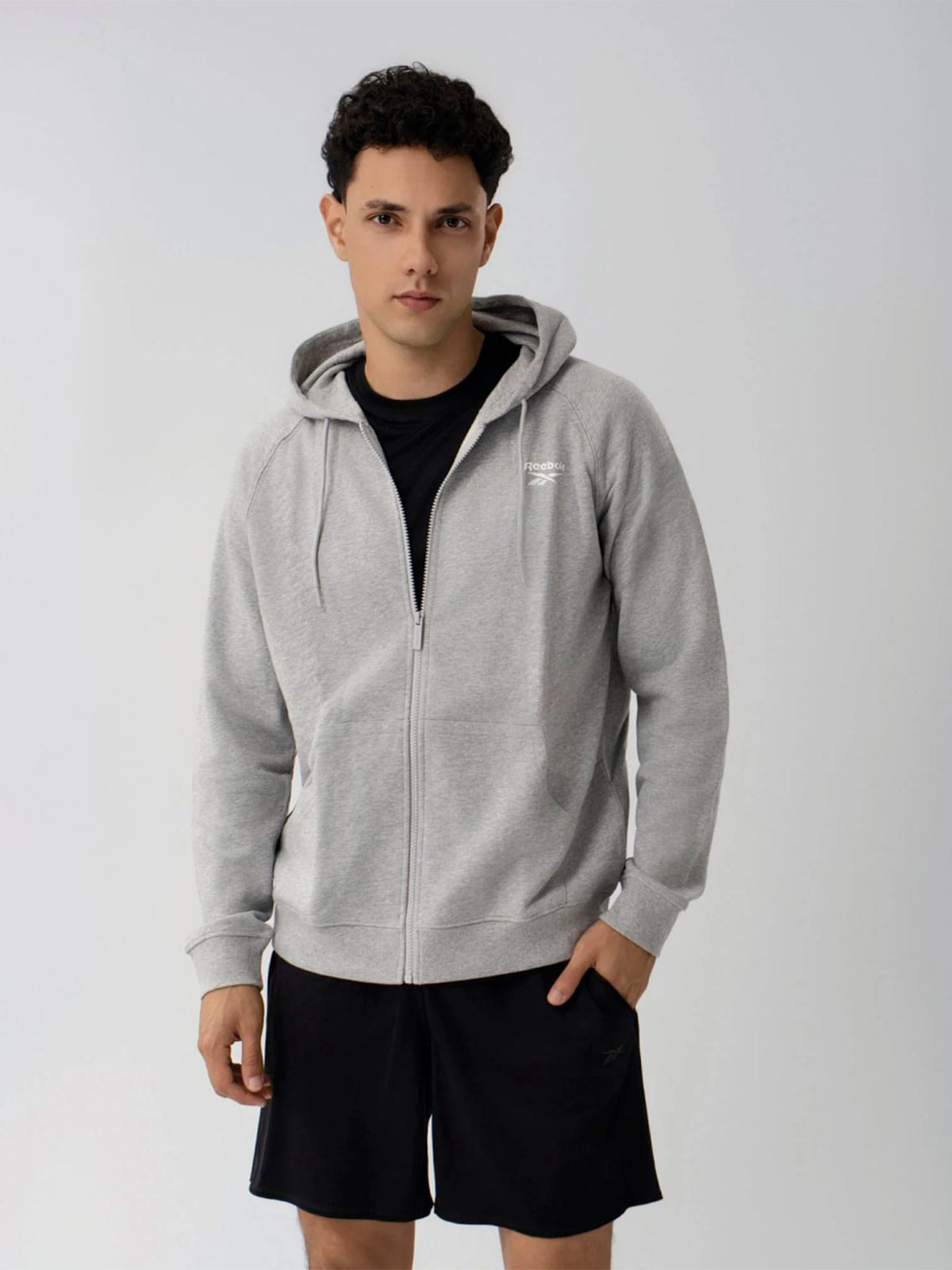 POLERA ALGODÓN HOMBRE REEBOK CREMA TERRY HOODIE - 1