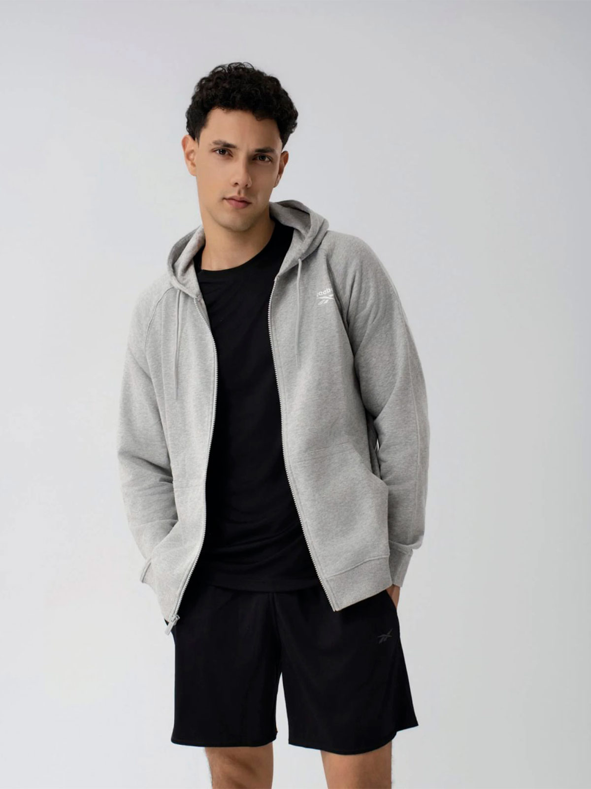 POLERA ALGODÓN HOMBRE REEBOK CREMA TERRY HOODIE - 4