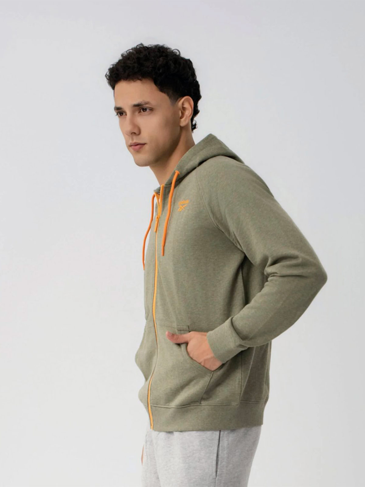 POLERA ALGODÓN HOMBRE REEBOK GRIS TERRY HOODIE - 2
