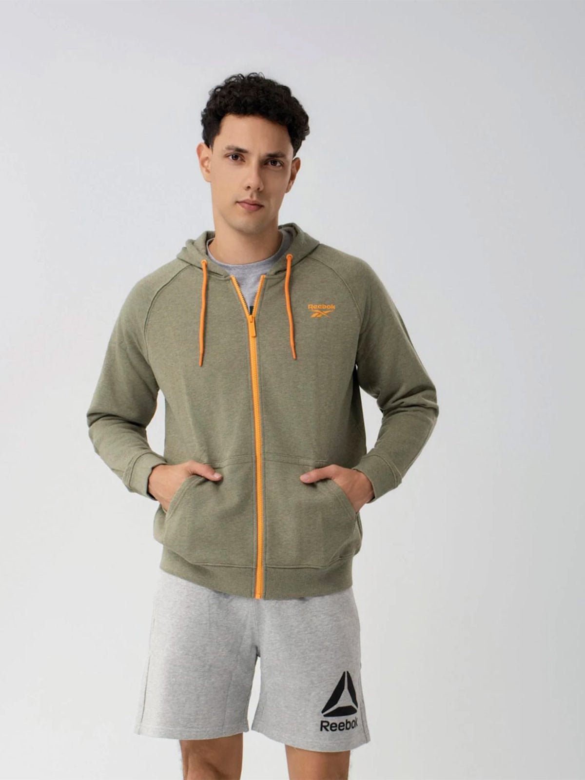 POLERA ALGODÓN HOMBRE REEBOK GRIS TERRY HOODIE - 1