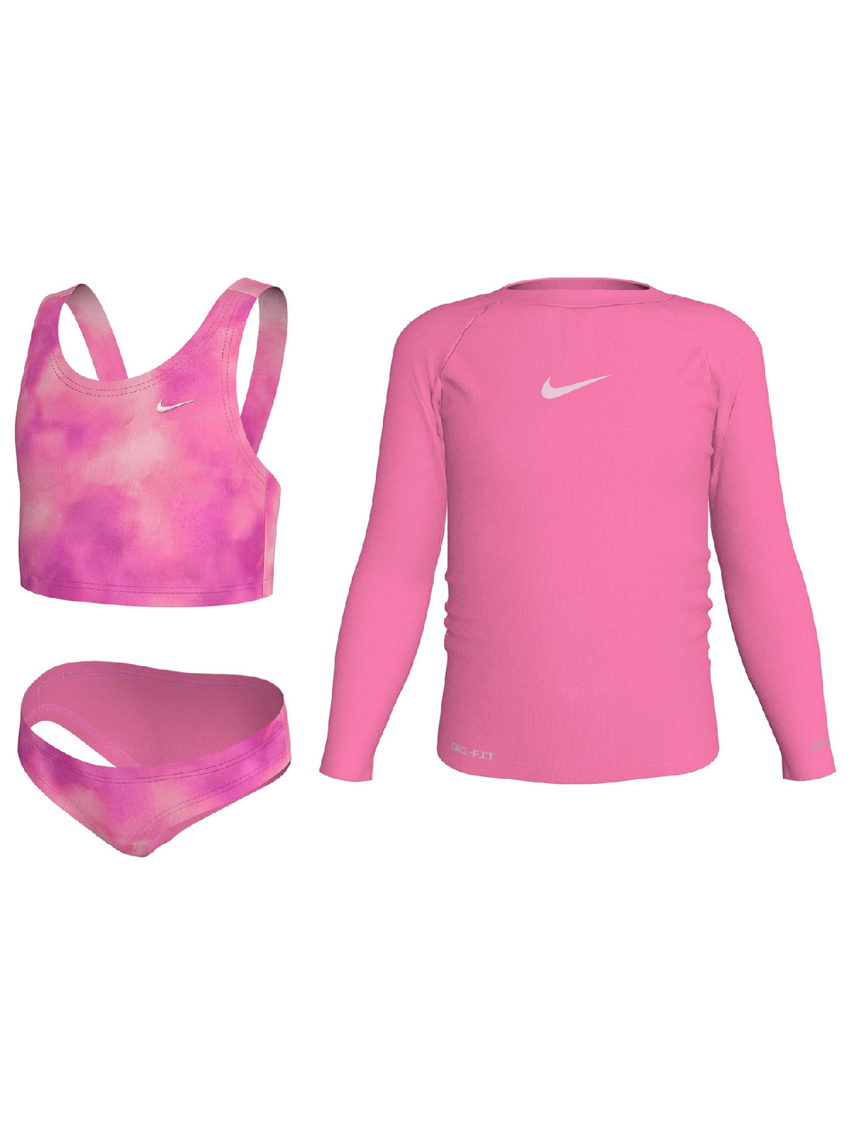 CONJUNTO NATACIÓN MANGA LARGA NIÑA NIKE ROSADO - 1