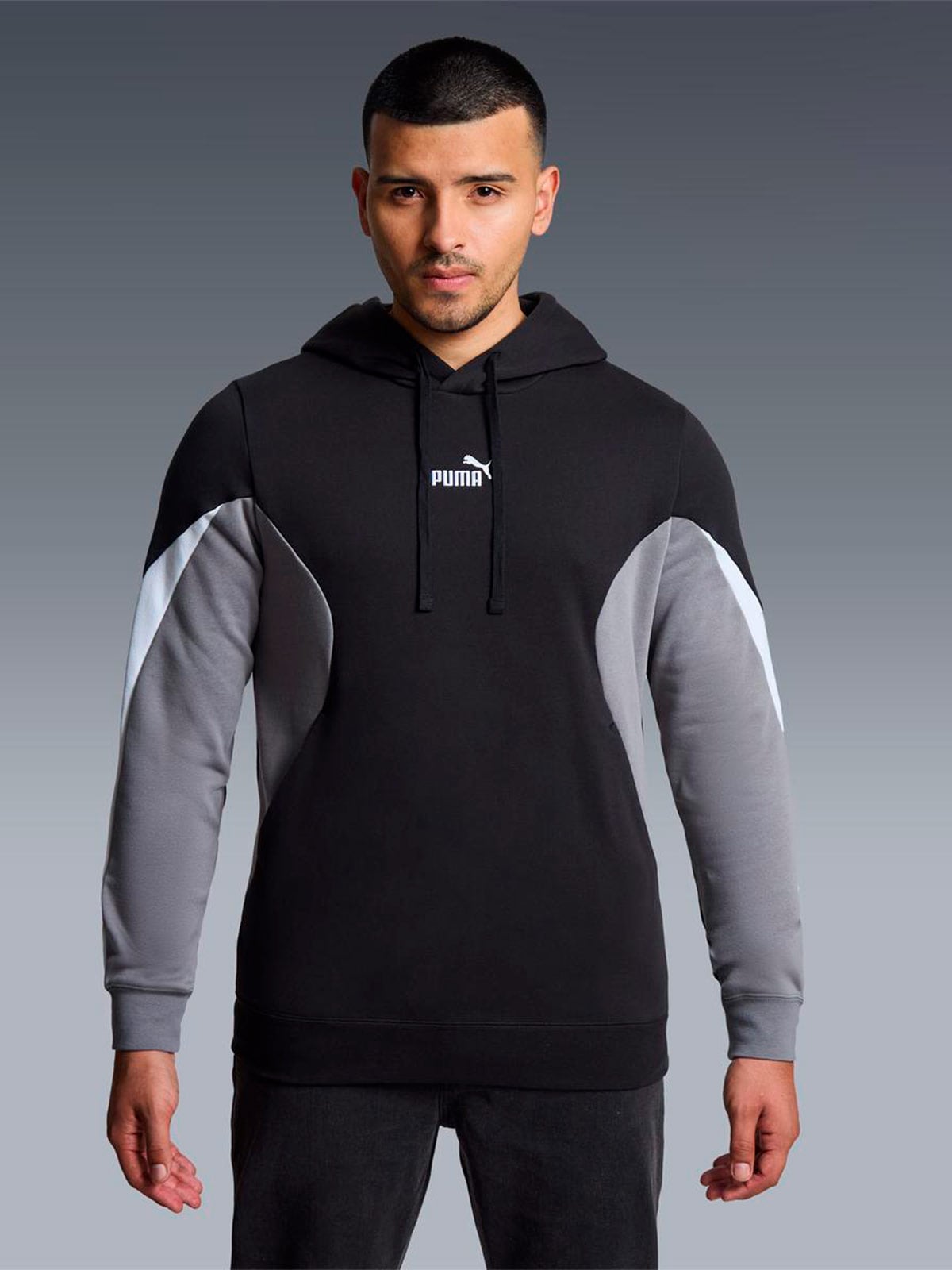 POLERA DEPORTIVA HOMBRE PUMA NEGRO BLOCK HOODIE - 2