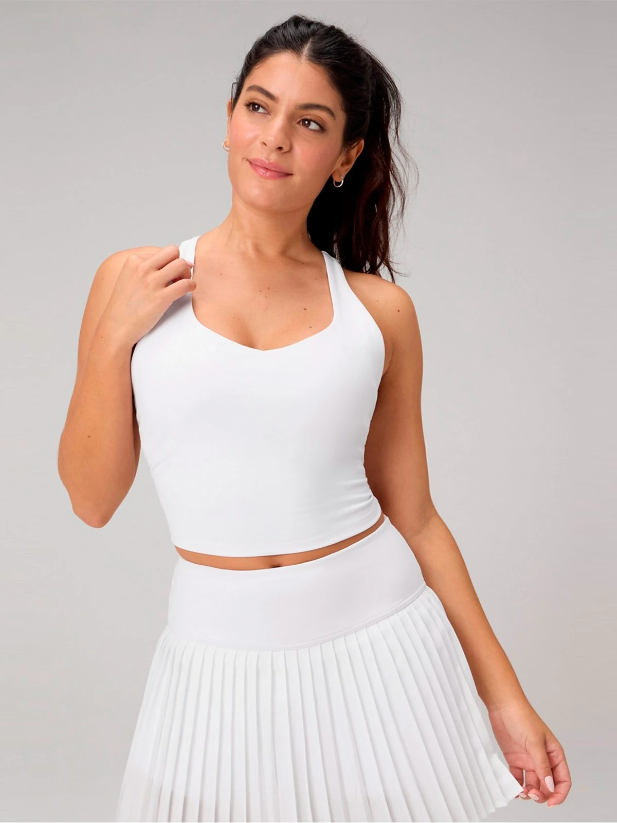 TOP DEPORTIVO MUJER FABLETICS BLANCO ANYWHERE CROPPED - 1