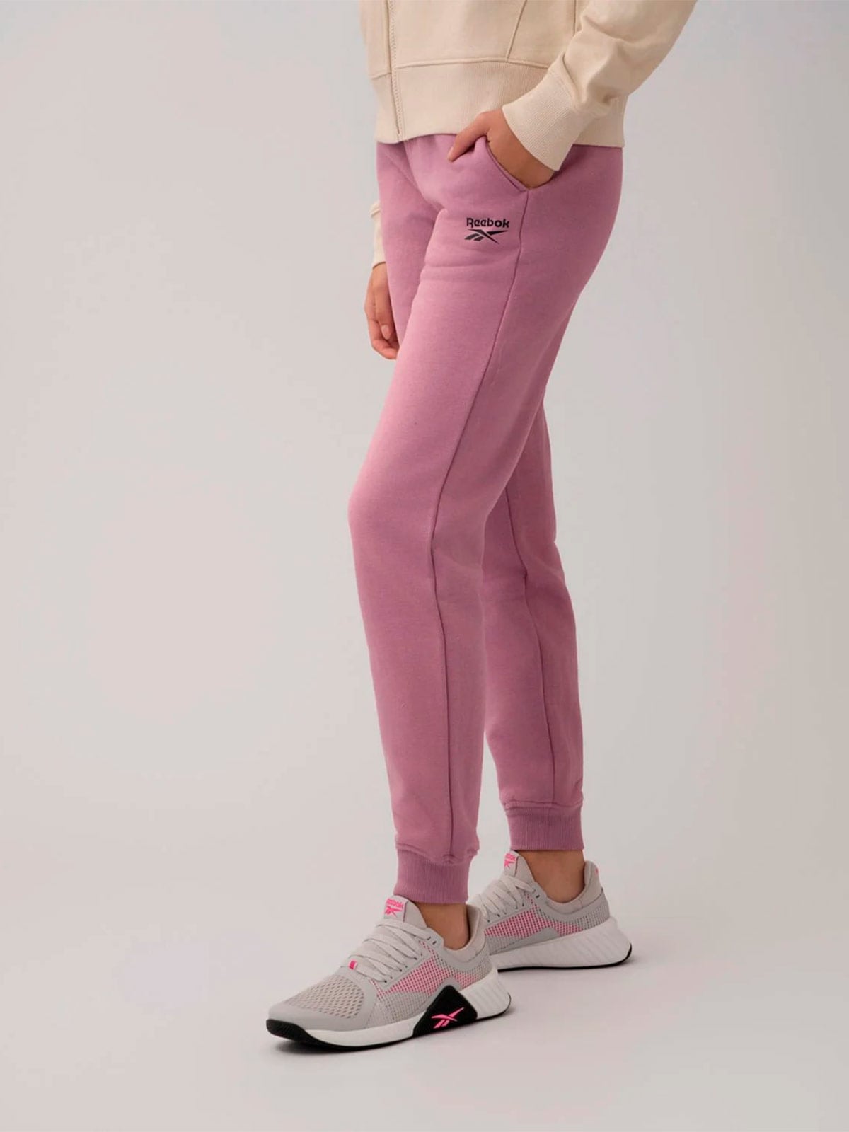 PANTALÓN BUZO MUJER ALGODÓN REEBOK ROSADO CUFF - 2