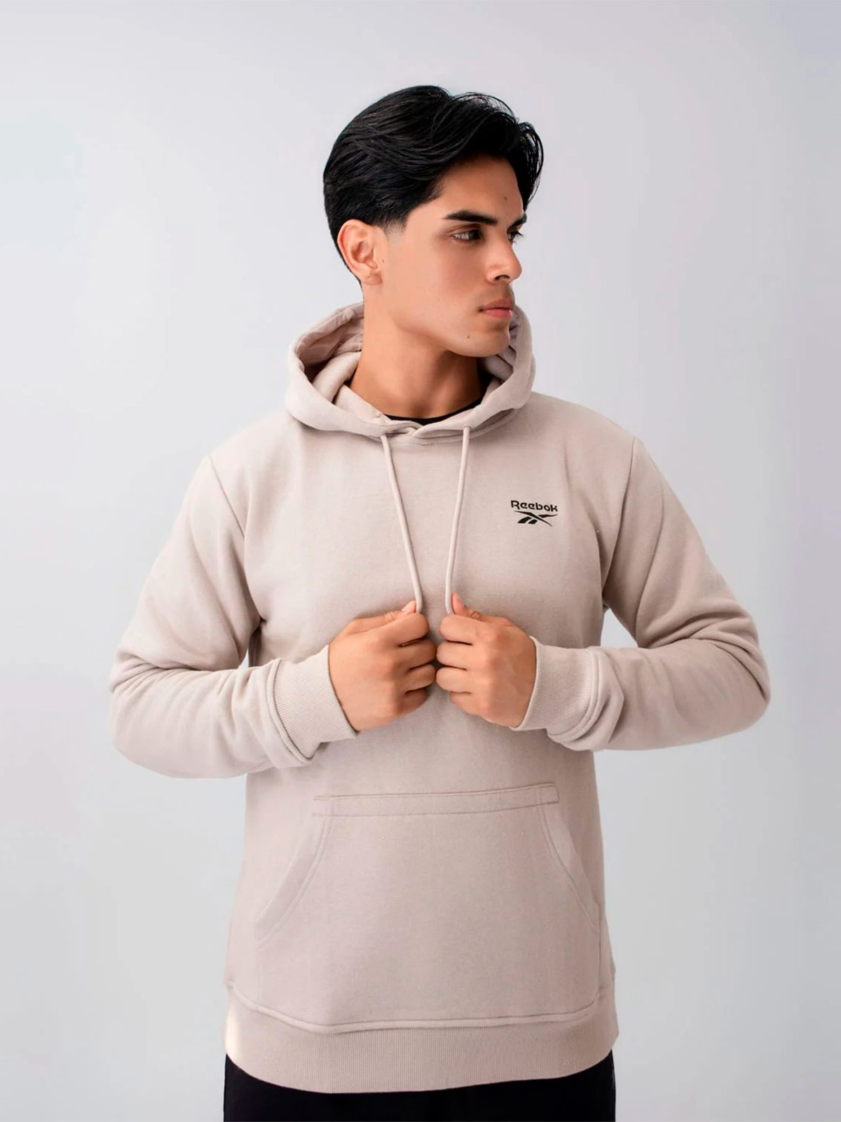 POLERA DEPORTIVA ALGODÓN HOMBRE REEBOK GRIS FLEECE - 3