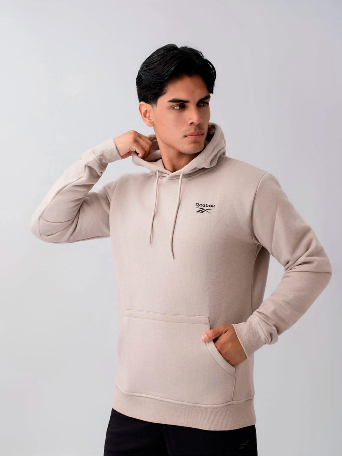POLERA DEPORTIVA ALGODÓN HOMBRE REEBOK GRIS FLEECE - 1